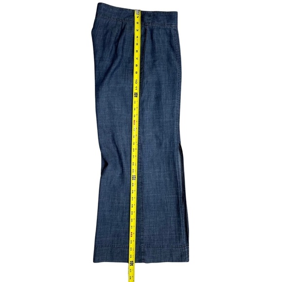 Trina Turk Front Slit Wide Leg Pants Chambray SZ 0  Linen Blend Coastal Beachy - Picture 6 of 8